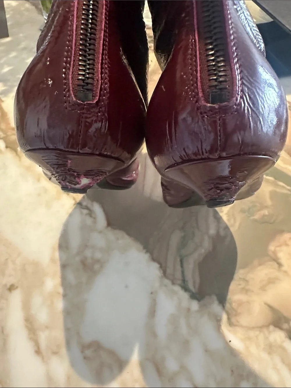 Sigerson Morrison Burgundy Patent Leather Pointed-Toe Mid-Calf Boots